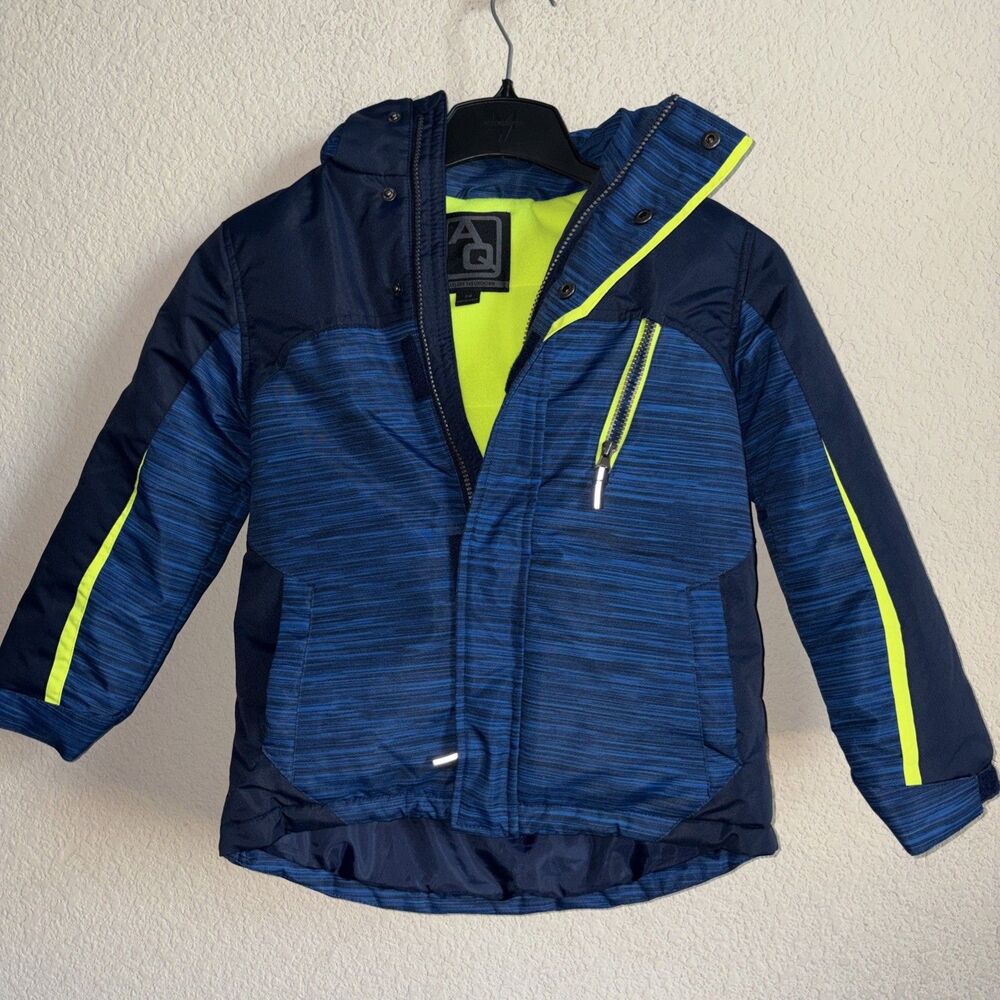 AQ Explore Boys Winter Ski Snow Jacket Hooded Lined 7/8 Blue Thick EUC Gorp